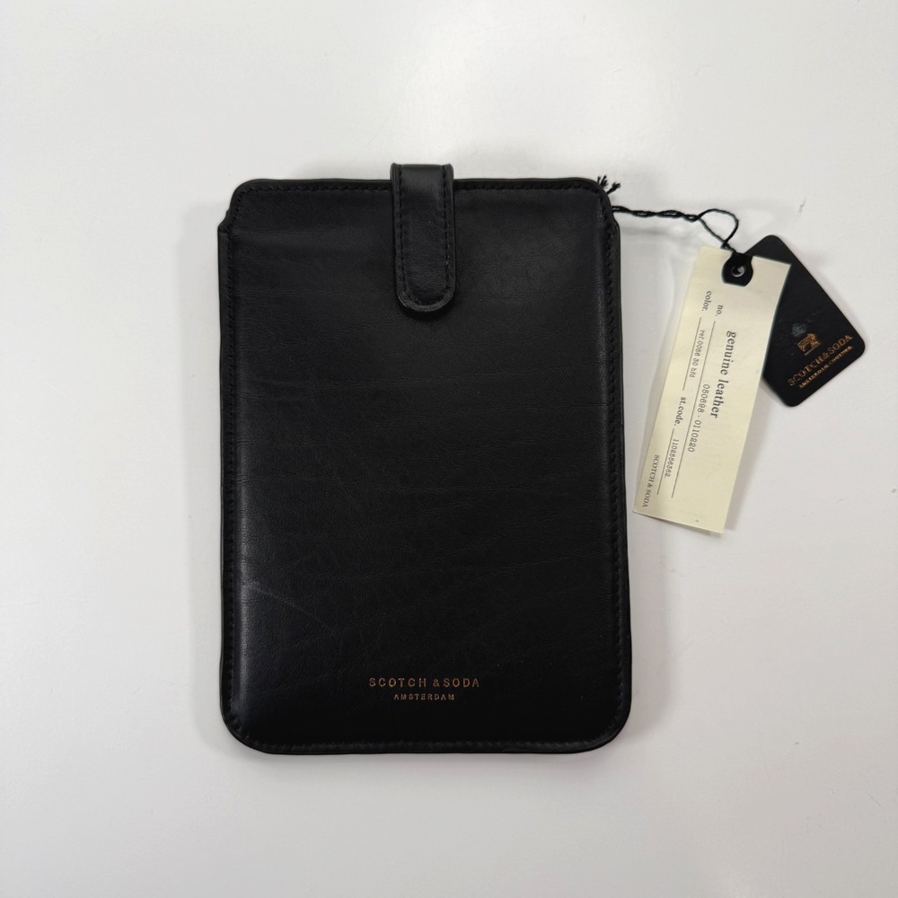 NWT SCOTCH & SODA Genuine Leather Mini Tablet Case Cover Black Magnetic‎ Closure